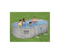 Bestway - Power Steel Swim Vista - Piscine tubulaire avec pompe de filtration et accessoires - 427x250x100 cm - Imprimé pierre - Ovale