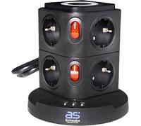 Power Strip Tower, 8 Outlets, 230V/16A, Qi Wireless Charging Dock, 5W, For All Induction Compatible Mobile Phones, 3 Usb-A 5V/2.4A Ports, Perfect For Office, Cable