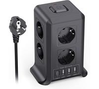 Power Strip With Switch, 10 M Power Strip Surge Arrester And Surge Protector With 8 Ac Outputs And 4 Usb Ports, Tower Power Strip For Office, Living Room, Bedroom