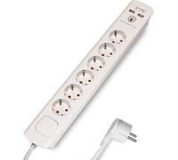 Power Strip with USB and Flat Plug, 6 Sockets with Switch, Surge Protector and 3 m Cable