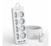 Power Strip with USB, Power Strip 8 AC Outlets and 2 USB A 1 USB C Power Strip Surprising Protection 3M Extension Socket with Switch for Table, Office, Home, White