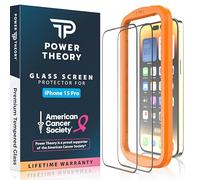 Power Theory Lot de 2 Film de Protection d'Écran en Verre Trempé pour iPhone 15 Pro, Dureté 9H, Facile à Installer, 99 % HD Sans Bulles, Compatible avec les Coques