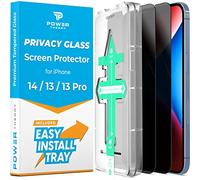 Power Theory Lot de 2 films de protection d'écran en verre pour iPhone 14, iPhone 13 Pro, iPhone 13 avec pochoir, film de protection d'écran