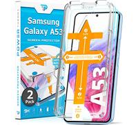 Power Theory Lot de 2 films de protection d'écran en verre pour Samsung Galaxy A53 5G avec pochoir, film de protection d'écran en verre avec guide d'installation