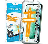 Power Theory Lot de 2 films de protection d'écran en verre pour Samsung Galaxy S22 Plus avec pochoir, film de protection d'écran en verre avec guide d'installation