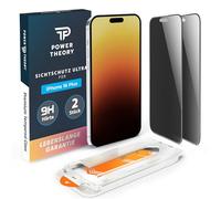 Power Theory Lot de 2 films de protection d'écran pour iPhone 16 Plus - En verre ultra résistant à la rupture - Installation sans bulles et installation rapide