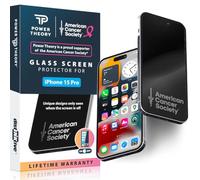 Power Theory Lot de 2 protections d'écran en verre trempé compatibles avec iPhone 15 Pro, [Avantages de l'American Cancer Society], œuvres d'art disparaissantes, 99 % HD sans bulles, compatible avec