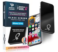 Power Theory Lot de 2 protections d'écran en verre trempé compatibles avec iPhone 15 Pro, [Avantages de l'American Cancer Society], œuvres d'art disparaissantes, 99 % HD sans bulles, compatible avec