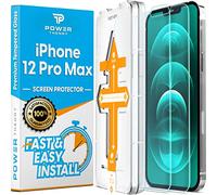 Power Theory Verre Trempé iPhone 12 Max - Protection Ecran [2 Pièces] Anti-Rayure, Film sans Bulles d'air, Vitre Ultra Résistant Dureté 9H avec Kit d’Installation d’Appli Facile