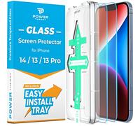 Power Theory Verre Trempé iPhone 13/ iPhone 13 Pro - Protection Ecran [2 Pièces] Anti-Rayure, Film sans Bulles d'air, Vitre Ultra Résistant Dureté 9H avec cadre de montage d’Appli Facile