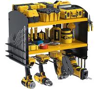 Power Tool Organisateur de rangement pour outils, montage mural, 4 emplacements, pour perceuse, étagère de rangement, tournevis, organisateur d'outils (jaune)