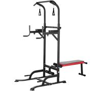 Power Tower Barre de Traction avec Banc de Musculation Pliable Chaise Romaine Hauteur Réglables Multifonction Dips Abdominaux Station de Musculation Entraînement à Domicile, Accoudoirs, Fitness, 200KG