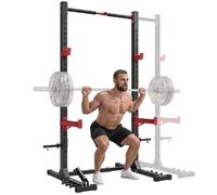 Power tower multifonction - SPORTNOW - charge 500kg largeur réglable barre de traction rack de squat - acier - 176x106x212cm - rouge