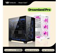Power train Dreamland PRO ATX carte mère PC de jeu 360 refroidi à l'eau salle de vue sur la mer boîtier d'ordinateur de jeu en verre Double face Black Chassis 5Prox5