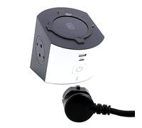 Power Work W-Charging, USB A+C, 2 prises, câble de 2 m, couleur : ultra blanc/gris foncé (blanc/gris)