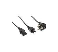 Power Y-Cable CEE7 / 7 mâle coudé vers C13 et C5 mâle 2m