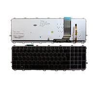 Power4Laptops Française Argent Cadre Rétro-éclairé Noir Clavier pour Ordinateur Portable (PC) de Remplacement Compatible avec HP Envy 15-j005ss