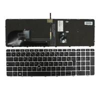 Power4Laptops Française avec Aiguille Argent Cadre Rétro-éclairé Noir Clavier pour Ordinateur Portable (PC) de Remplacement Compatible avec HP Elitebook 850 G4