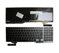 Power4Laptops Royaume-Uni Argent Cadre Rétro-éclairé Noir Clavier pour Ordinateur Portable (PC) de Remplacement Compatible avec Fujitsu Siemens CP629314-04