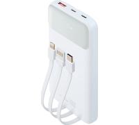 Powerbank 10000mAh 3 ports USB A+2C 22.5W PD/QC Câble multiple integré Blanc Rivacase