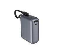 Powerbank 10000mAh USB-A USB-C 30W avec Câble Intégré Charge Rapide Gris