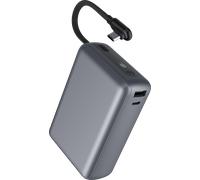 Powerbank 20000mAh 2 ports USB A+C 40W PD/QC Câble intégré Gris Sidéral + Garantie à vie Force Power