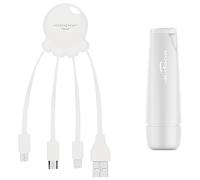 Powerbank 2600mAh 1 port USB A + Câble multiple Octopus Blanc Xoopar