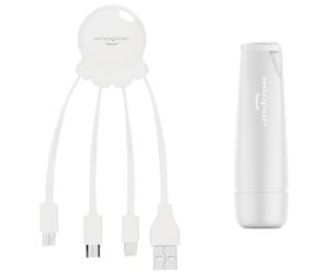 Powerbank 2600mAh 1 port USB A + Câble multiple Octopus Blanc Xoopar