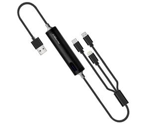 Powerbank 2600mAh Câble 3 en 1 Micro-USB/Lightning/USB-C LED Akashi Noir