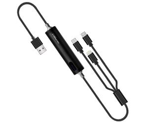 Powerbank 2600mAh Câble 3 en 1 Micro-USB/Lightning/USB-C LED Noir
