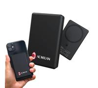 Powerbank Ac Milan Wireless MagSafe 10 000 mAh - Compatible avec Apple et Android, charge rapide sans fil et câble Type-C - Câble inclus