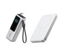 PowerBank Anker (25K, 165 W, câble intégré + câble rétractable) + Anker MagGo Powerbank (10000mAh, Slim) Blanc