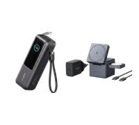 PowerBank Anker (25K, 165 W, câble intégré + câble rétractable) + Cube 3-en-1 MagSafe Anker