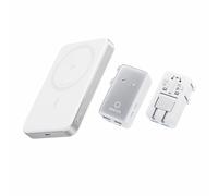 PowerBank Anker MagGo (10K, Slim) + Adaptateur de voyage Anker Nano (5-en-1, 20 W) Blanc