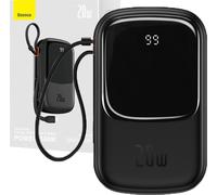 Powerbank Baseus Qpow Pro Z Kablem Lightning, Portem Usb-C I Usb, 20000Mah, 20W (Czarny)