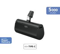 Powerbank Connecteur Intégré USB C 5000mAh 1 port USB C 20W PD/QC Noir + Garantie à vie Force Power Lite
