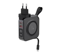 Powerbank sans fil Magnétique Force Power MagSafe 10000 mAh + Chargeur Voyage 20 W USB A+C Noir