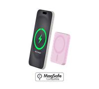 Powerbank sans fil Magnétique MagSafe 5000mAh 1 port USB C 15W Qi Métal Rose + Garantie à vie Force Power
