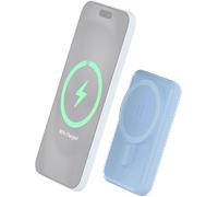 Powerbank sans fil Magnétique MagSafe 5000mAh 2 ports USB A+C 10W Qi Bleu Bigben