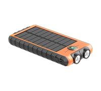 Powerbank Solaire 10000 mAh USB 2A+C + Lampe torche + Dragonne + Boussole Noir
