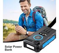 Powerbank Solaire | Chargeur Portable Rapide avec Lumière Intégrée - Powerbank Portable Rechargeable Pliable pour Voyage Camping Pêche Randonnée Vélo