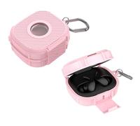 Powerbeats Fit Coque de protection en silicone pour écouteurs Beats Powerbeats Fit avec mousqueton, protection complète, anti-chute et anti-poussière (rose)