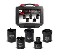 Powerbuilt 648636 Kit d'outils pour douilles d'écrous de broche 5 pièces pour retirer les écrous de broche de différentes tailles, marquages de taille, étui de rangement