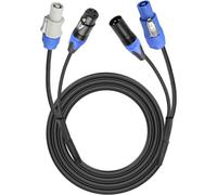 PowerCon/XLR Câble combiné audio 16 AWG 3 broches PowerCon AC à la sortie 22 AWG XLR mâle vers femelle Câble combiné audio pour Stage Light Power,audio vidéo 1,5 m