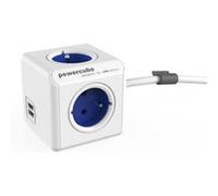 PowerCube Câble d'extension Extended, 4 prises, 2 x USB 1,5 m, bleu Bleu G