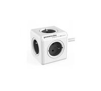 Allocacoc PowerCube Extended Gris FR, 5 Prises et répartiteurs, 230 V FR, Blanc Gris
