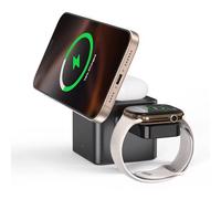 PowerCube, Station de Charge 3 en 1 Compatible MagSafe pour iPhone, Apple Watch et AirPods | Chargeur Induction Qi2 pour iPhone 16/15/14/13/12| Support Compatible Magsafe Table de Nuit |