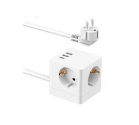 Accezz PowerCube Strip | 6-en-1 - 1x USB-C + 2x USB-A + 3x prise - 4000 watts - Blanc