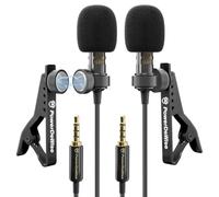 PowerDeWise Lot de 2 Microphones Lavalier de qualité Professionnelle pour Double entrevue - Double Microphone Lav - Parfait comme Microphone d'entrevue pour Blogging vlogging pour iPhone