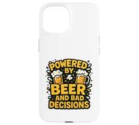 Powered by Beer and Bad Decisions Drinking Humour Design Coque pour iPhone 15